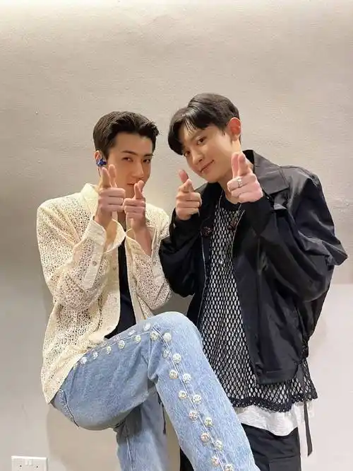 exo吴世勋朴灿烈同框合照曝光 做相同手势画面养眼_镜头_官方_照片