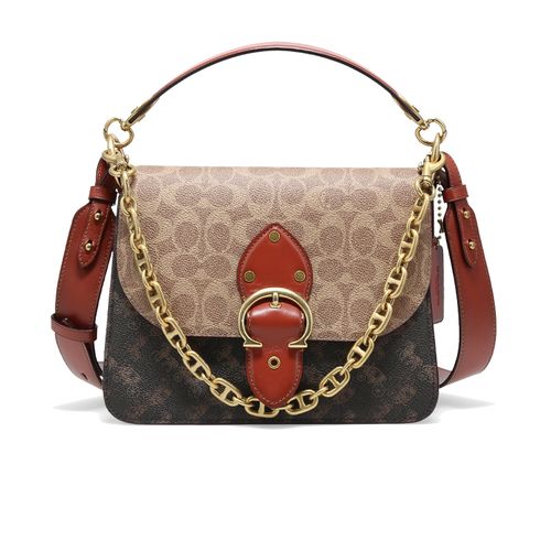 蔻驰coach 杨紫同款经典标志帆布马车图案马鞍包 小清新休闲风单肩包