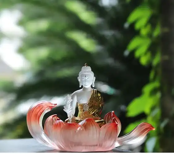 贴金药师佛莲花烛台佛龛莲花座佛供佛座 【佛座莲】(小号)-金琥珀渐变