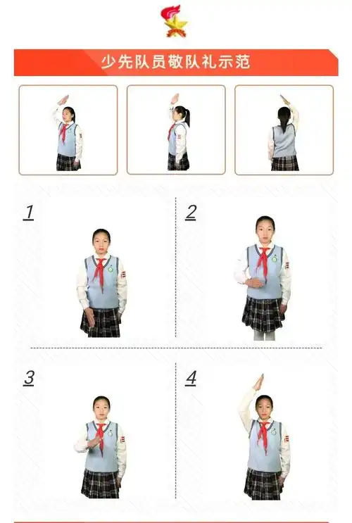 礼 雅臣小学二年二班 写美篇队员敬队礼的动作:  第一步:右手五指并拢