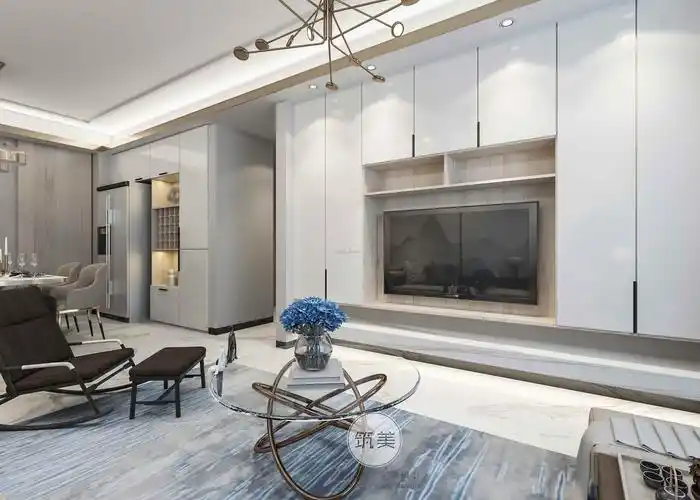 2021时尚客厅电视墙柜体装修设计效果图