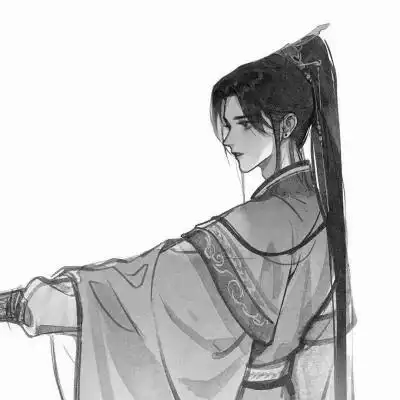 漫画古风男生头像黑白高清图片