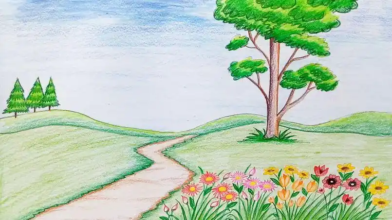 彩铅风景简笔画 跟着视频一起画(喜欢手绘的赶快来试试吧!