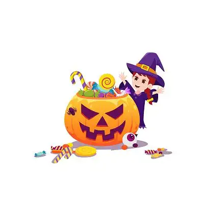 png素材 ai素材万圣节人物元素万圣节一群儿童装扮插画素材卡通万圣节