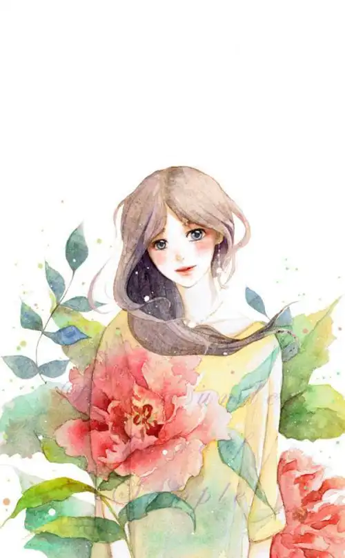 手绘插画森系唯美小清新文艺少女 0 3 pp汪  发布到  简笔画文艺少女