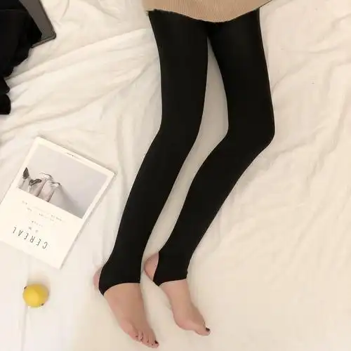 2019秋季黑色打底裤子显瘦女外穿加厚加绒裤袜秋冬连脚踩脚袜2019新款