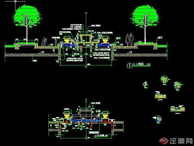 园林景观跌水水景详图