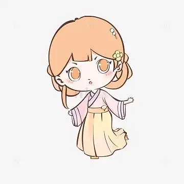 汉服女孩月亮祥云头像月饼手绘图(2480x2480)psdpng绿色清新宋朝女孩