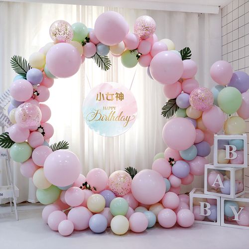 ins马卡龙气球周岁生日布置派对场景拱门气球装饰结婚礼婚房告白