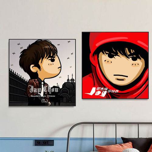 周杰伦卡通q版头像jay牛仔很忙衣服印花长袖宽松薄款套头圆领卫衣