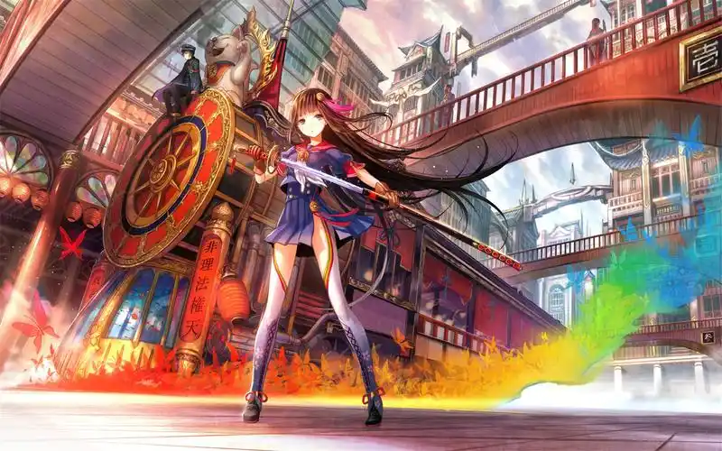 藤原拔刀美女唯美意境奇幻插画动漫电脑桌面壁纸高清大图预览1920x