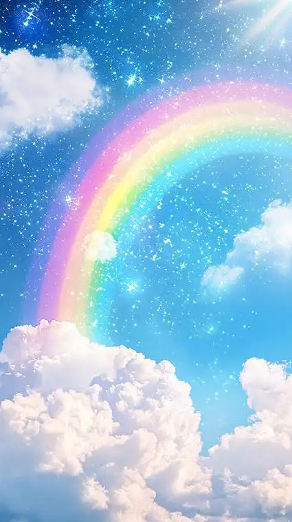 ai数字艺术蓝天白云彩虹图片素材