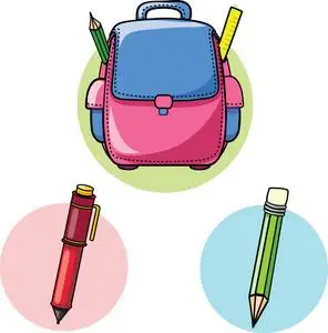 整理背包卡通学习用品照片