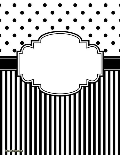 14个黑白卡通书皮作文封面空白图片打印