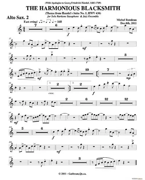 theharmoniousblacksmith第二中音萨克斯分谱