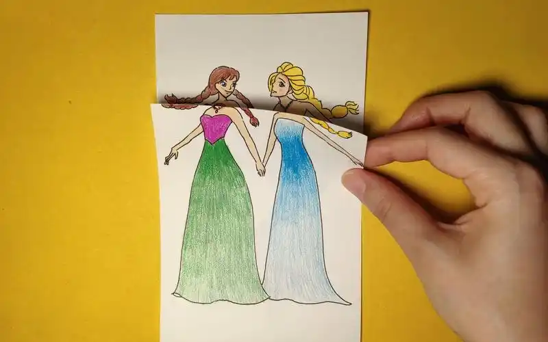 如何手绘冰雪奇缘艾莎和安娜变身美人鱼?画法简单,展开太美了