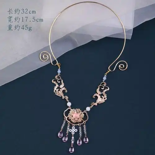 轻雨a款璎珞项圈明制配饰项坠饰品少女古风项链流苏吊坠景泰蓝汉服