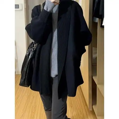 这件法式复古的黑色毛衣外套真的太好看了!