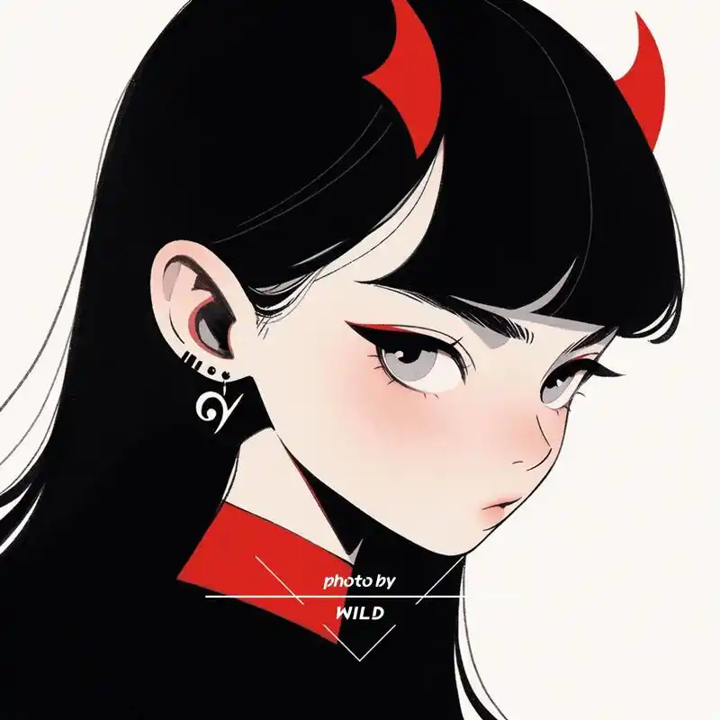 红色小恶魔.#midjourney #优质头像 #女生头像  - 抖音