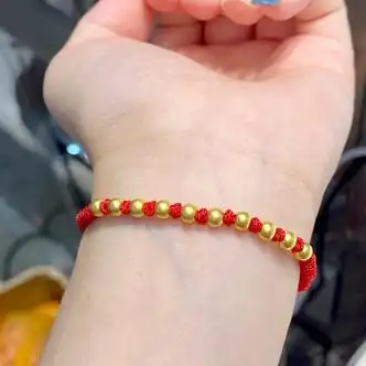 lpez老凤凰古法小金珠红绳手链黄金转运珠男女情侣编织本命年手绳足金