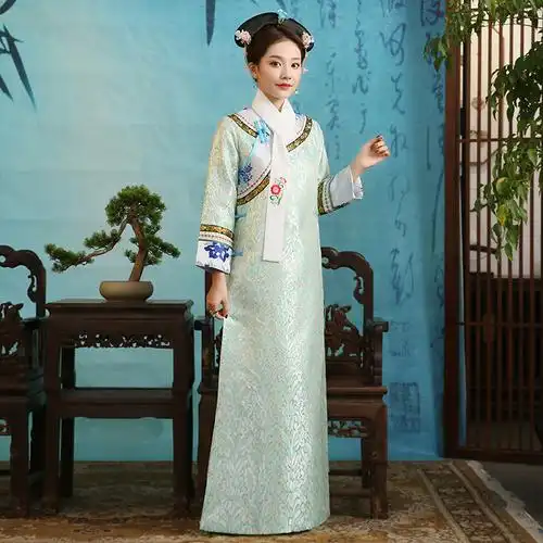 清朝格格古装清代宫廷女子服饰满族旗服侍女民族服装