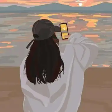 高清文艺手绘唯美背影女图片头像