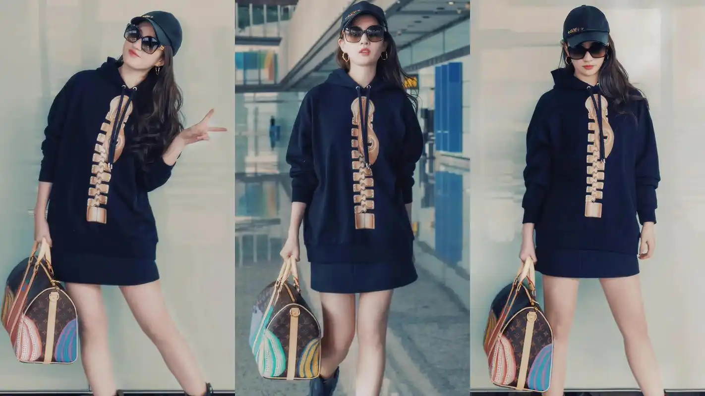 刘亦菲出发巴黎机场路透照,随性又美丽