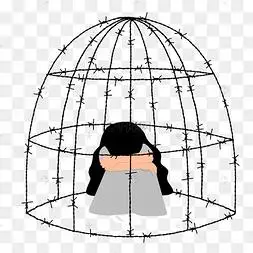 亚健康抑郁症心理疾病牢笼里的女人created with snap商用现代人亚