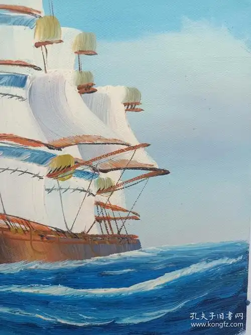 纯手绘油画  帆船