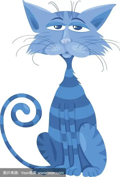 蓝猫人物卡通插图
