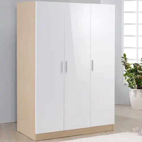 【东彩】白橡配白镜面三门衣柜