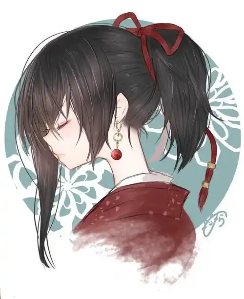 横颜のら的pixiv人物侧脸插画图片