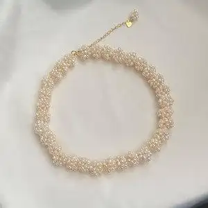 珍珠编织球项链图片