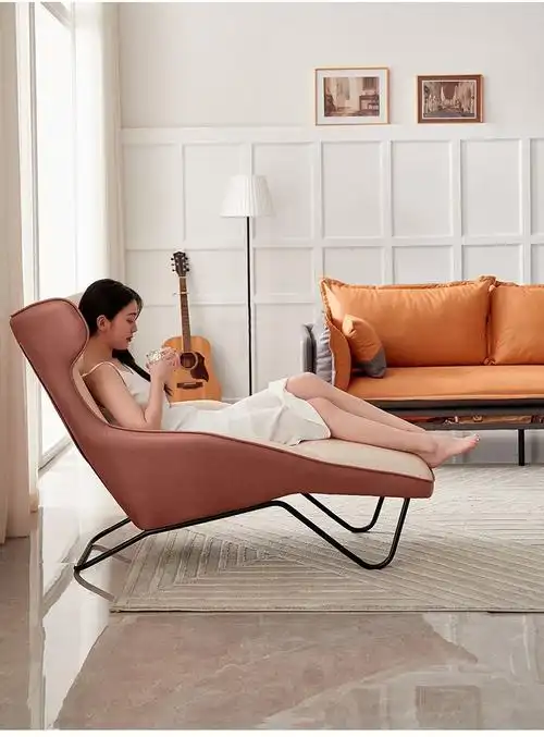 椅客厅现代简约小户型懒人沙发椅子阳台卧室科技布休闲躺椅灰色休闲椅