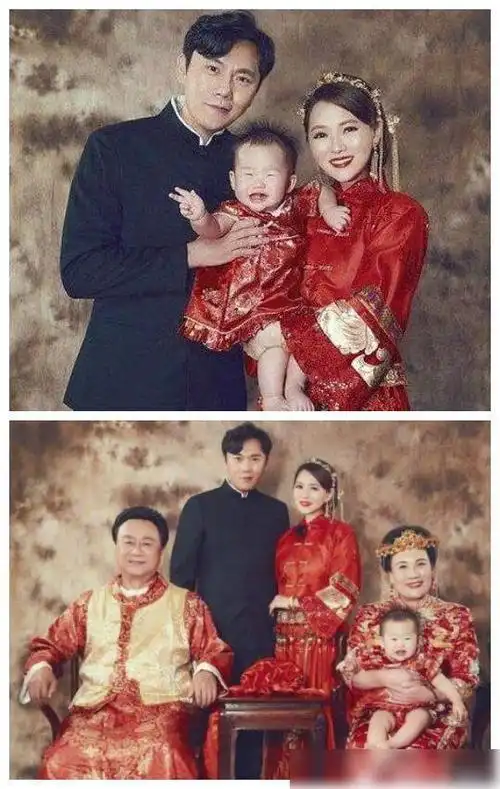 明星民国风全家福伊能静喜庆邓超恩爱他却被指重男轻女