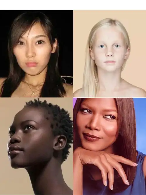 不一样,我们常见的有四种肤色:黄,白,黑,棕.