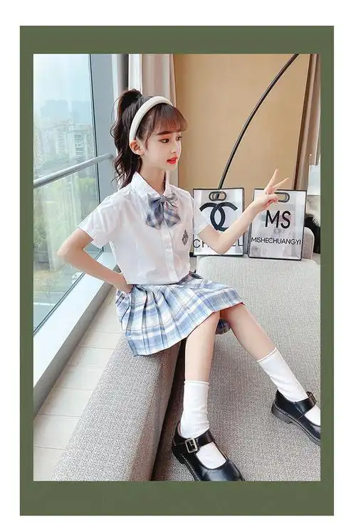 川孩儿童jk13小学生9中大童十岁女孩秋装11女童15学院风8套装裙12粉红