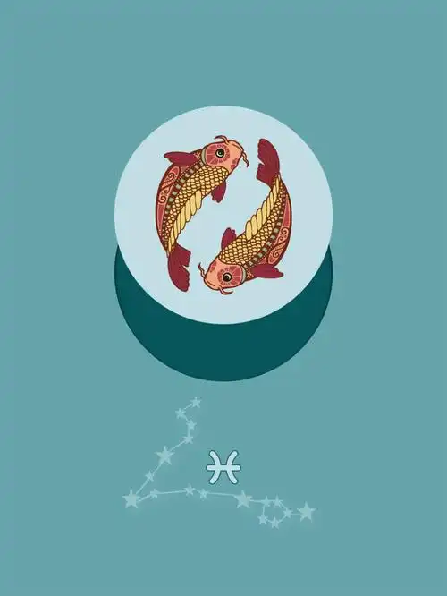简约手绘十二星座双鱼座海报背景素材