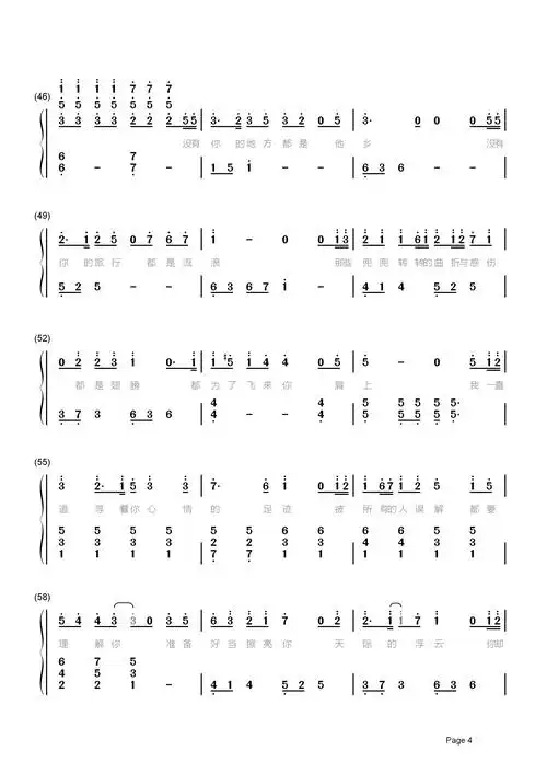 你在终点等我简谱 王菲 你在终点等我笑里有雨滴4