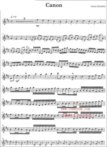 小提琴曲谱卡农