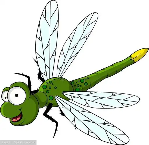 有趣的绿色蜻蜓卡通
