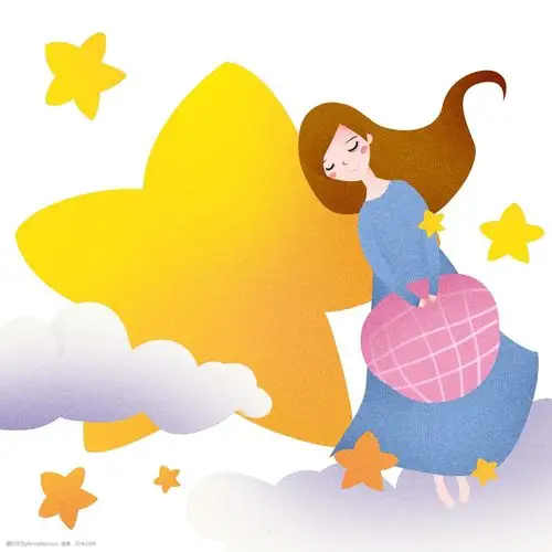 熟睡的小女孩插画图片-图行天下图库