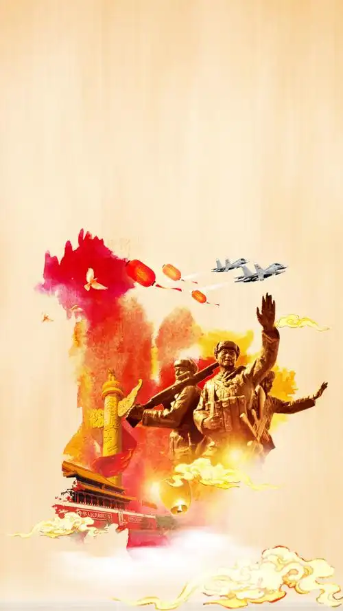 大气八一建军节手绘h5背景素材