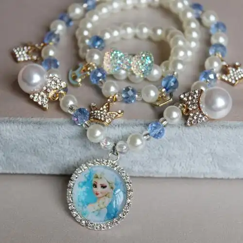 韩国女童儿童宝宝女孩配饰首饰公主珍珠项链手链套装生日节日礼物