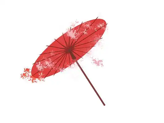 红色手绘卡通雨伞元素png素材古风水墨水彩油纸伞素材水墨手绘油纸伞