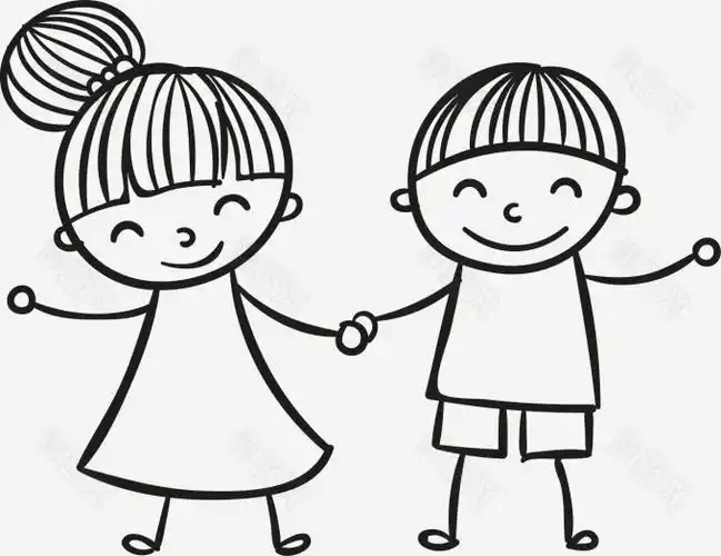 牵手的简笔画小孩小朋友手拉手简笔画图片大全手牵气球的小孩子简笔画