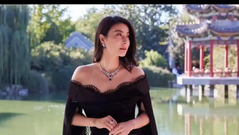 郭晶晶穿黑色晚礼服亮相:钻戒,项链,耳环彰显尊贵气质