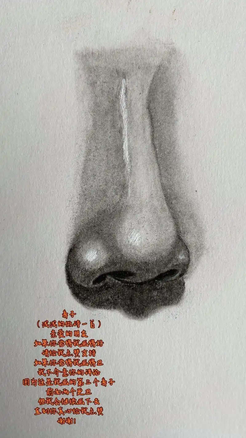 业余新手素描学习-鼻子一#画画 #一起学画画 #想画就画 # - 抖音