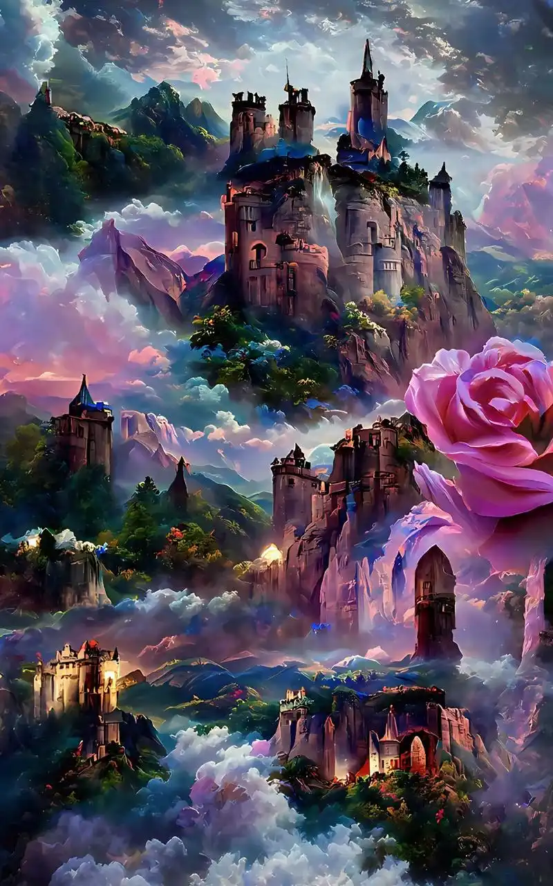 你未曾到过的梦中仙境,我只好画下与你分享#ai绘画 #梦幻城 - 抖音
