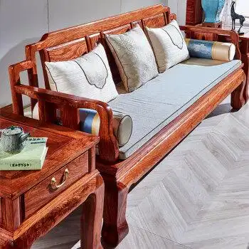 敬义堂 红木家具非洲花梨(学名:刺猬紫檀)实木沙发 冬夏两用新中式